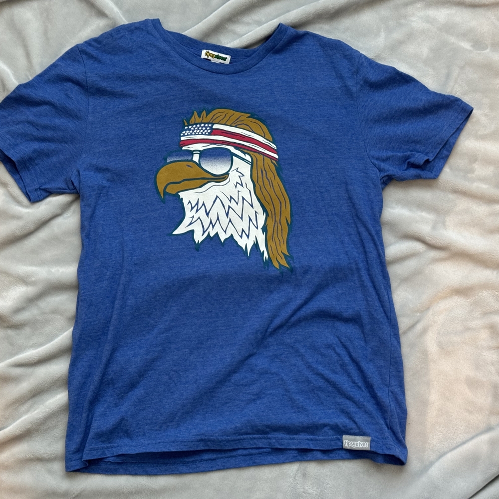 Blue Graphic T-Shirt with Eagle Design